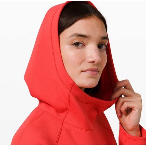 Lululemon AirWrap Hoodie Womens Size 10 Pink Punch Cropped Pullover Stretch - Picture 3 of 10